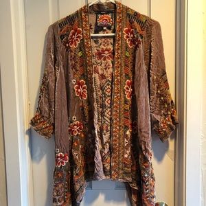 Light tan Johnny Was velvet cardigan